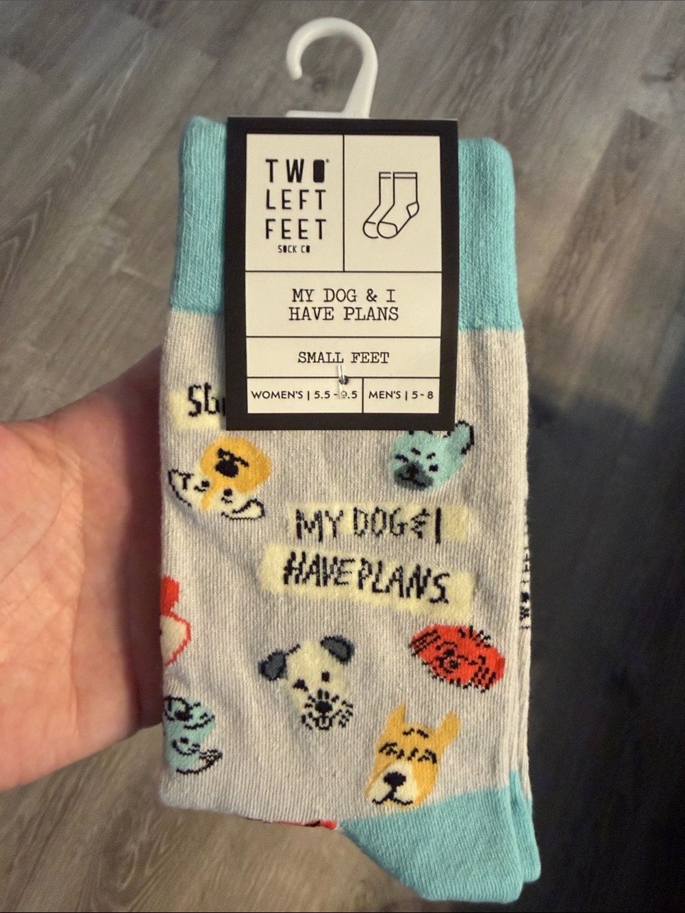 Two Left Feet Women's Light Blue & Cream 'My Dog & I Have Plans' Socks